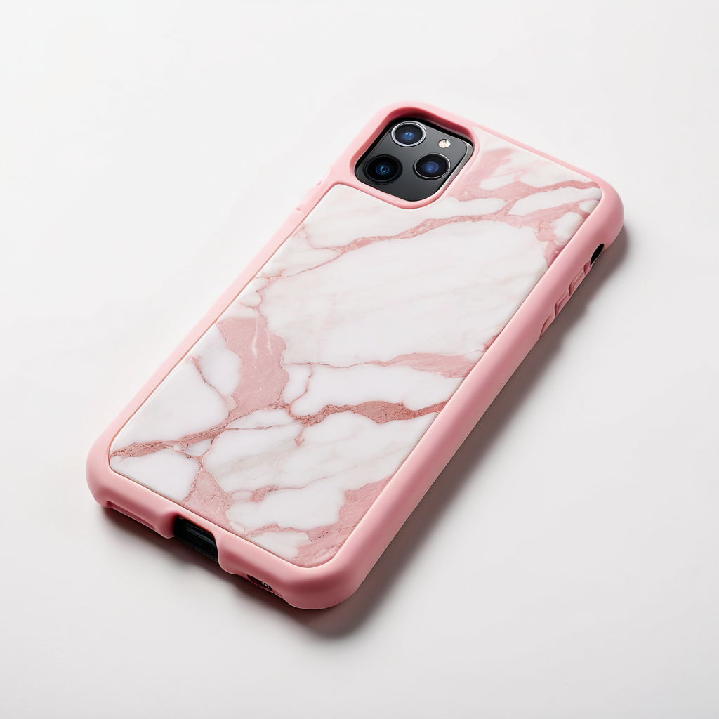 Custom silicone phone case digital render with raised edges, design preview