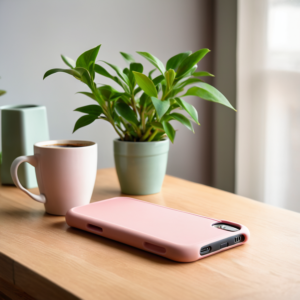 Custom silicone phone case digital render with raised edges, design preview