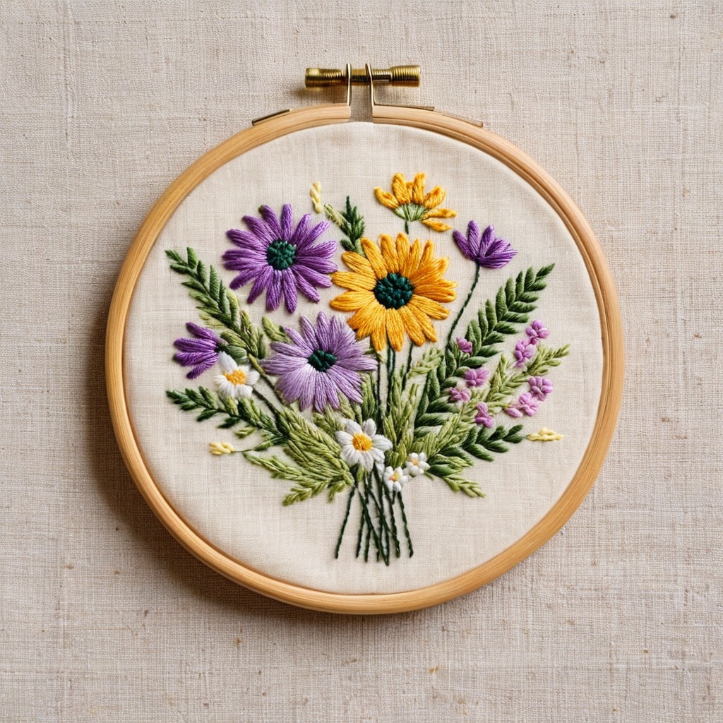 Floral embroidery hoop