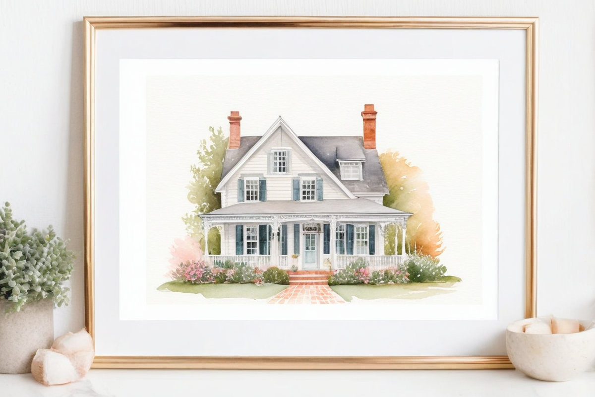Custom custom house portrait - handcrafted DIY gift