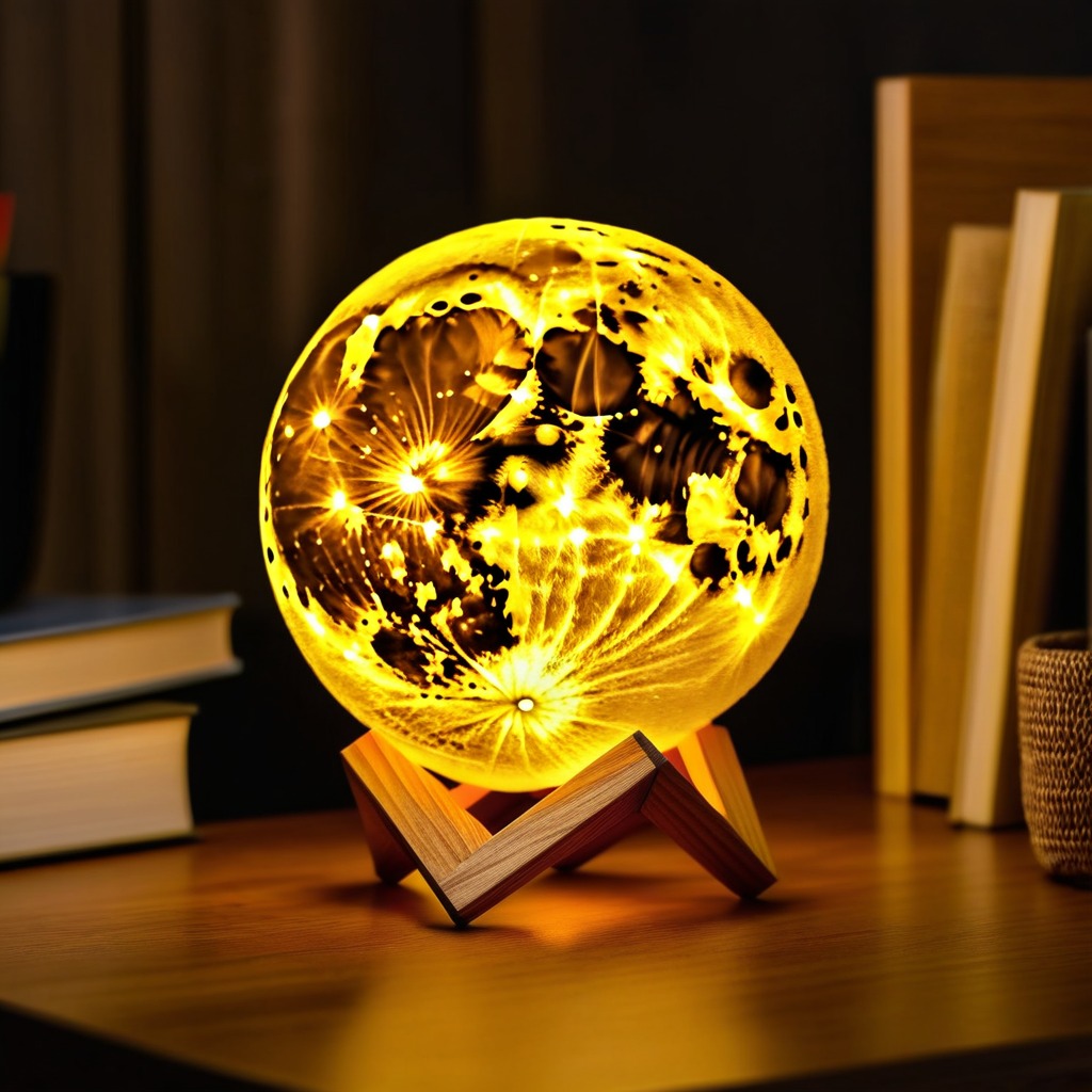 Custom engraved moon lamp with personalized message for Father's Day