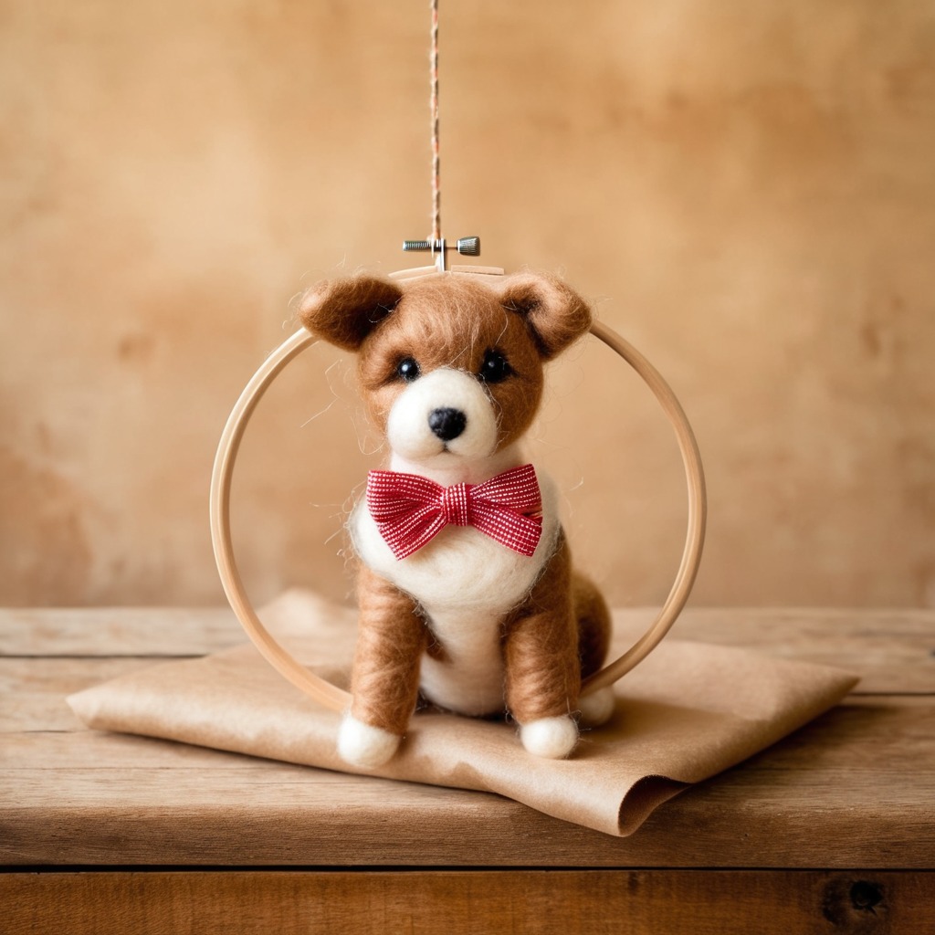 Handcrafted needle felted dog portrait as a gift